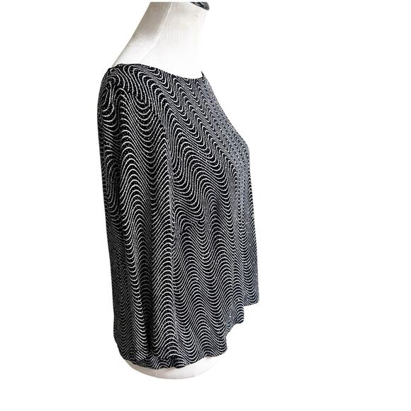 John Robert’s Wavy Design Sparky Party Top Vintage Size 18W Petite Black Silver - Picture 9 of 12